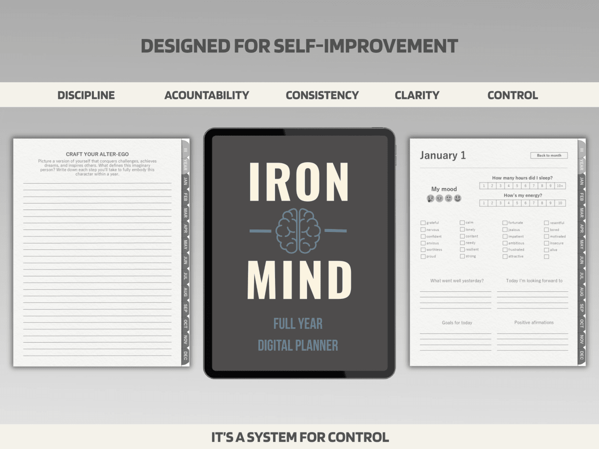 Men's Digital Journal - 365-Day Planner | Build Discipline & Mental Toughness - Men's Digital Journal