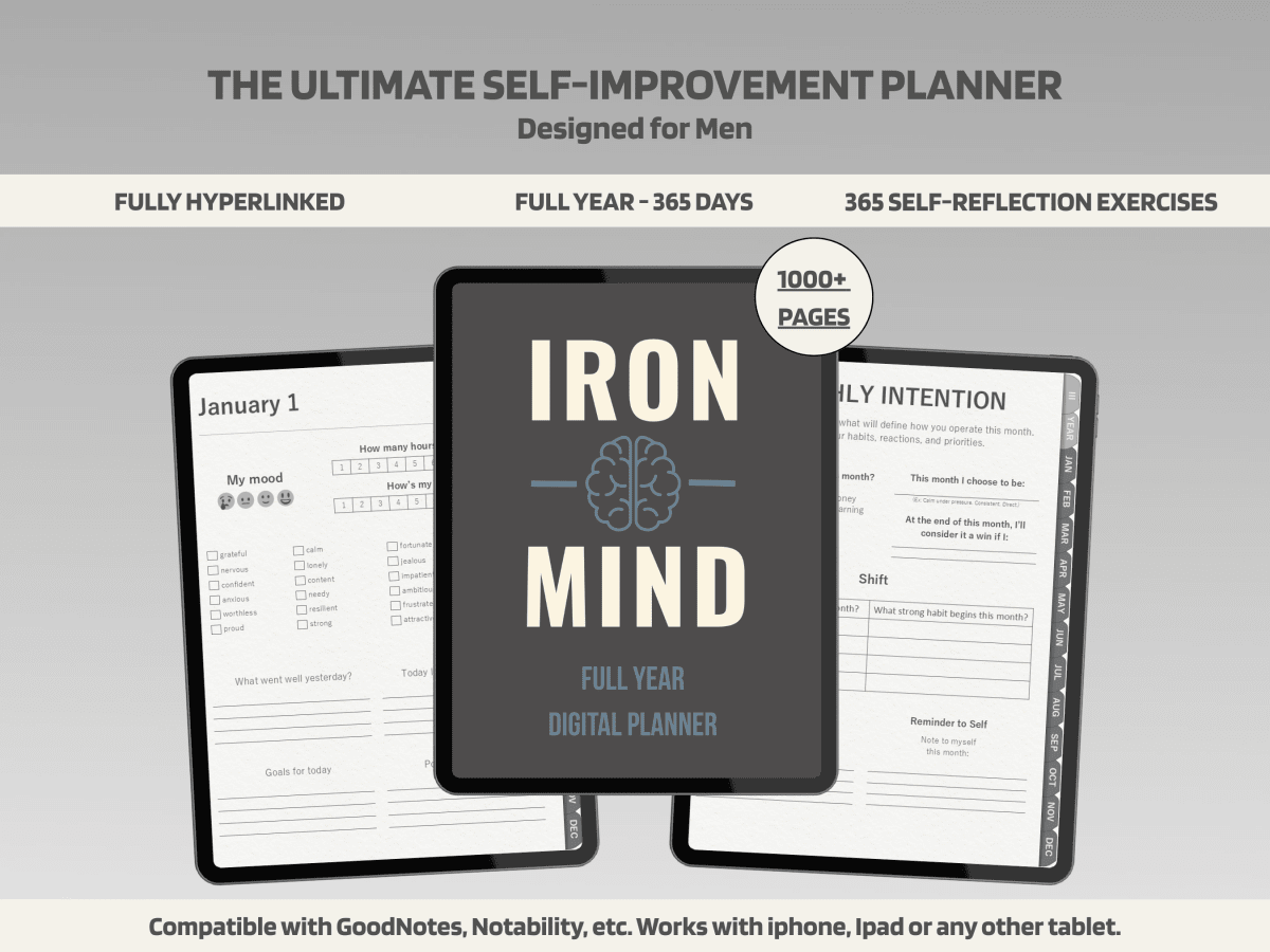 Men's Digital Journal - 365-Day Planner | Build Discipline & Mental Toughness - Men's Digital Journal